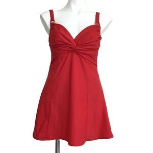 Carol Wior Red Ome Piece Twisted Front Swimsuit Size 12